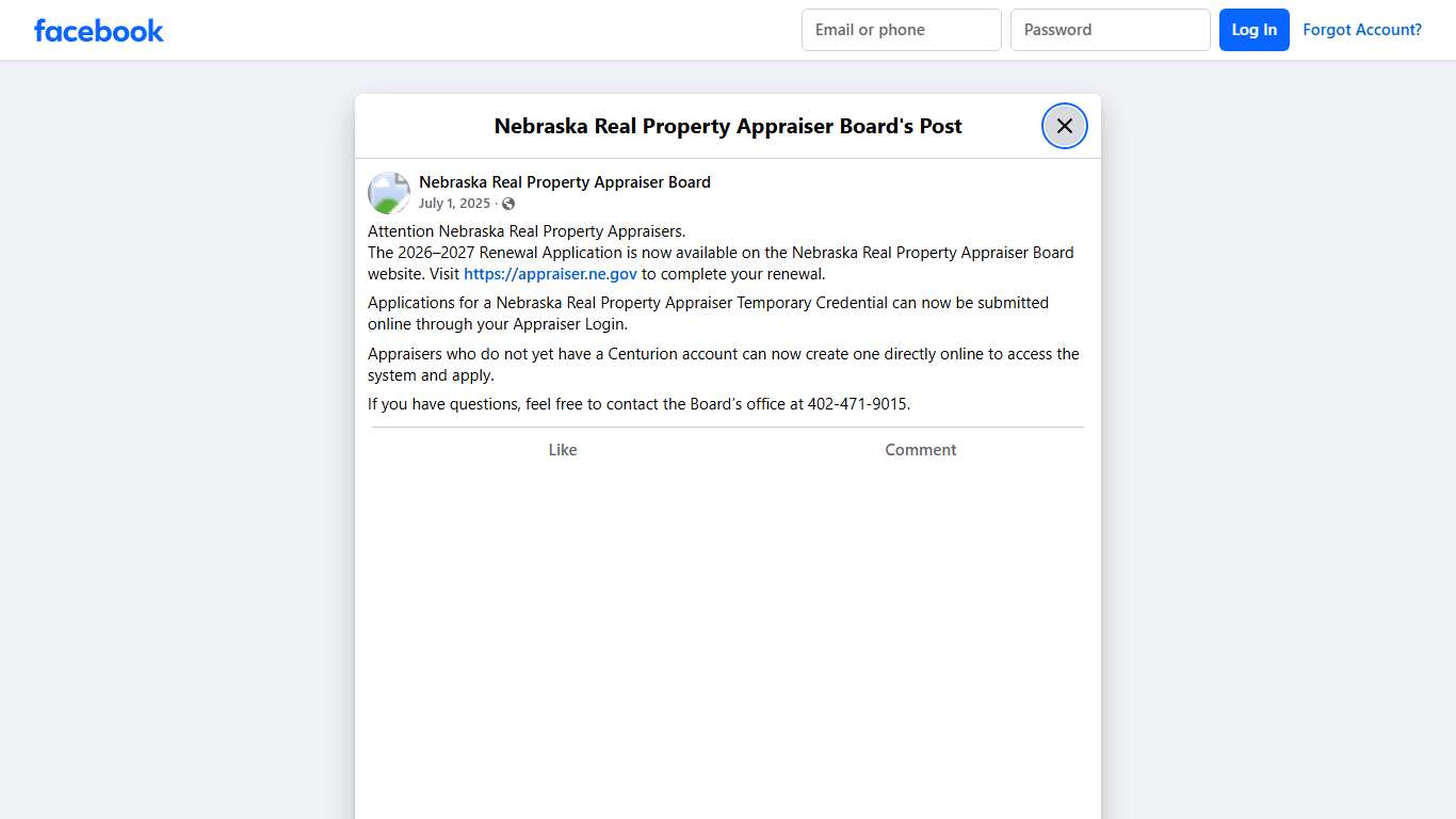 Attention... - Nebraska Real Property Appraiser Board | Facebook