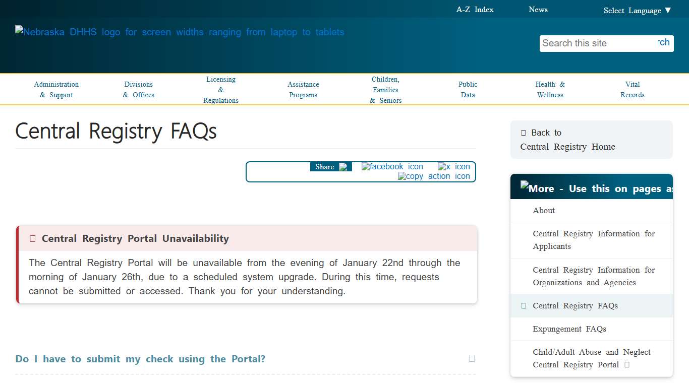 Central Registry FAQs
